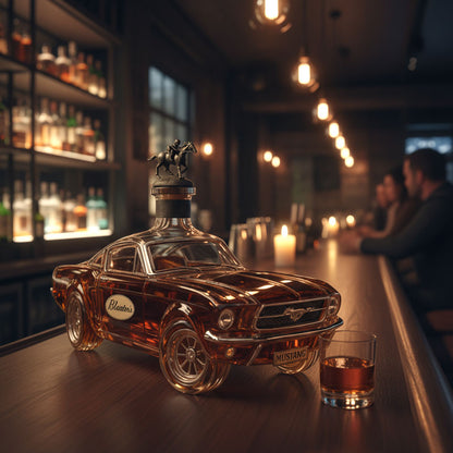 Pony Car Glass Liquor Bottle for Spirit Collectors & Bar Decor