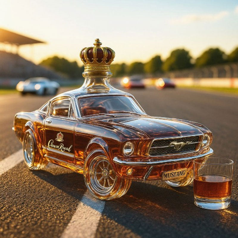 Pony Car Glass Liquor Bottle for Spirit Collectors & Bar Decor