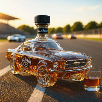 Pony Car Glass Liquor Bottle for Spirit Collectors & Bar Decor