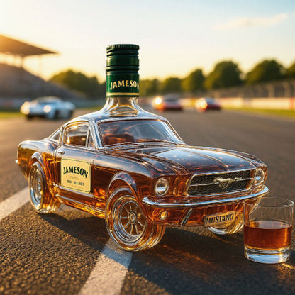 Pony Car Glass Liquor Bottle for Spirit Collectors & Bar Decor