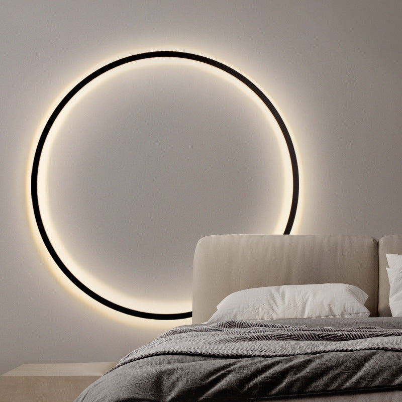 Modern Round LED Wall Sconce | Minimalist Circle Light for Dining Room Bar | USB Powered Ambient Lighting | Iron Acrylic Ring Design
