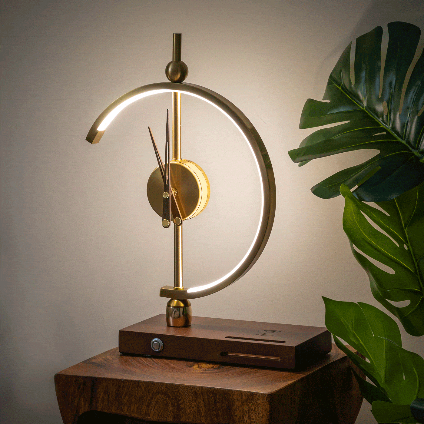 LED Desk Lamp with Wireless Charging Pad and Clock Display for Bedroom Nightstand Office Table Adjustable Brightness Qi Compatible 10W