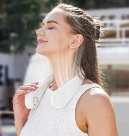 Hands-Free Wearable Personal Cooling Fan for Summer Outdoors, Travel, Gym & Commute — Rechargeable Bladeless Neck Fan