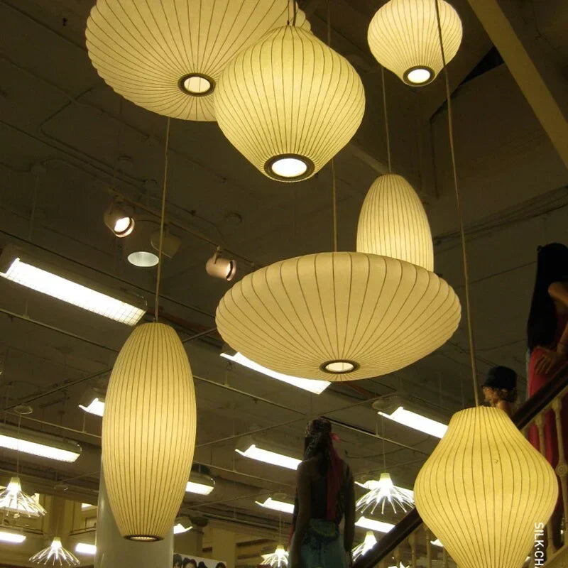 Handwoven Silk Sphere Suspension Fixture White for Dining Areas Living Rooms Bedrooms Ambient Overhead Lighting Touch Control Iron Frame Wov