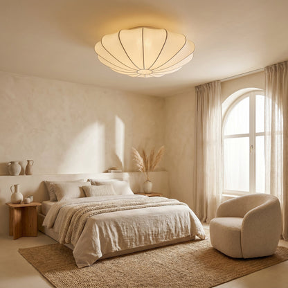 Silk Fiber Cocoon Flush Mount Ceiling Light with Warm Glow for Living Room & Bedroom | 3000K LED