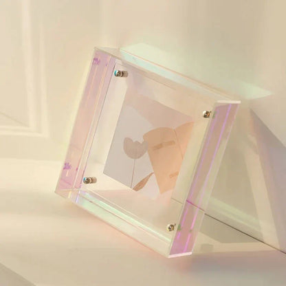 Clear Acrylic Floating Picture Frame for Desktop & Wall Display - Modern Freestanding Photo Holder for Home Office, Bedroom, Living Room