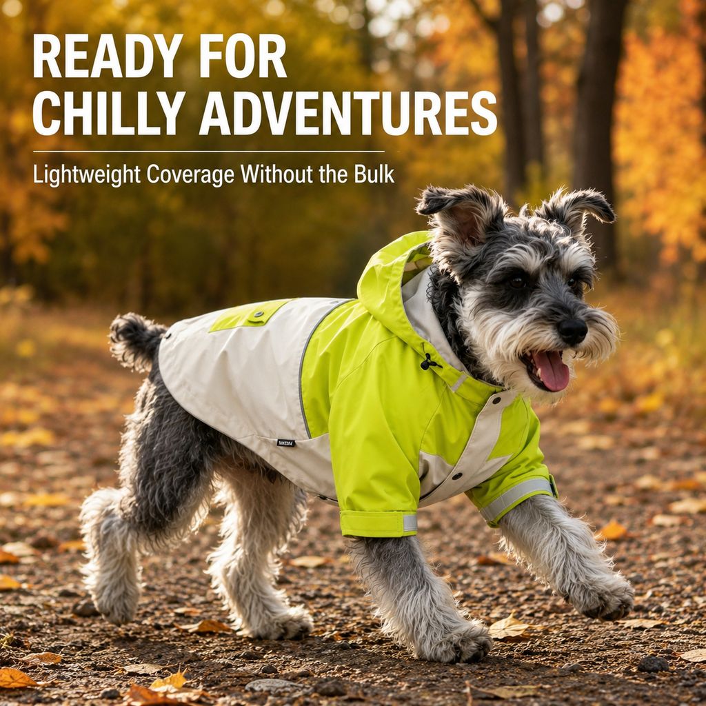 Ortekor Lightweight Water-Resistant Dog Windbreaker – Rain & Wind Coverage for Chilly Walks