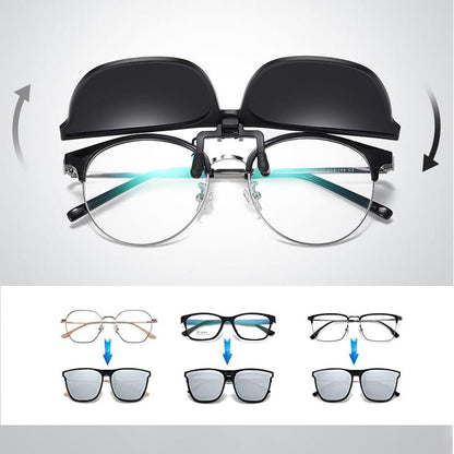 Clip-On Flip-Up Polarized Sunglasses for Prescription Glasses | UV400 Protection Lightweight Driving Eyewear Accessory Outdoor Sports Fishin
