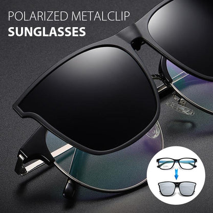 Flip-Up Polarized Clip-On Sunglasses for Prescription Glasses – UV400 Protection, Lightweight Magnetic Attachment, Glare Reduction for
