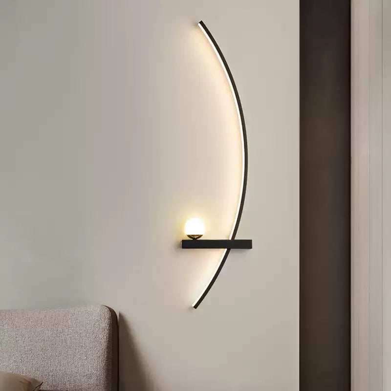 Curved LED Sconce Aluminum Arc Light for Bedroom Hallway Living Room Modern Accent Lighting Fixture Black Gold Finish Wall Mount Indoor Illu