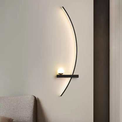 Curved LED Sconce Aluminum Arc Light for Bedroom Hallway Living Room Modern Accent Lighting Fixture Black Gold Finish Wall Mount Indoor Illu