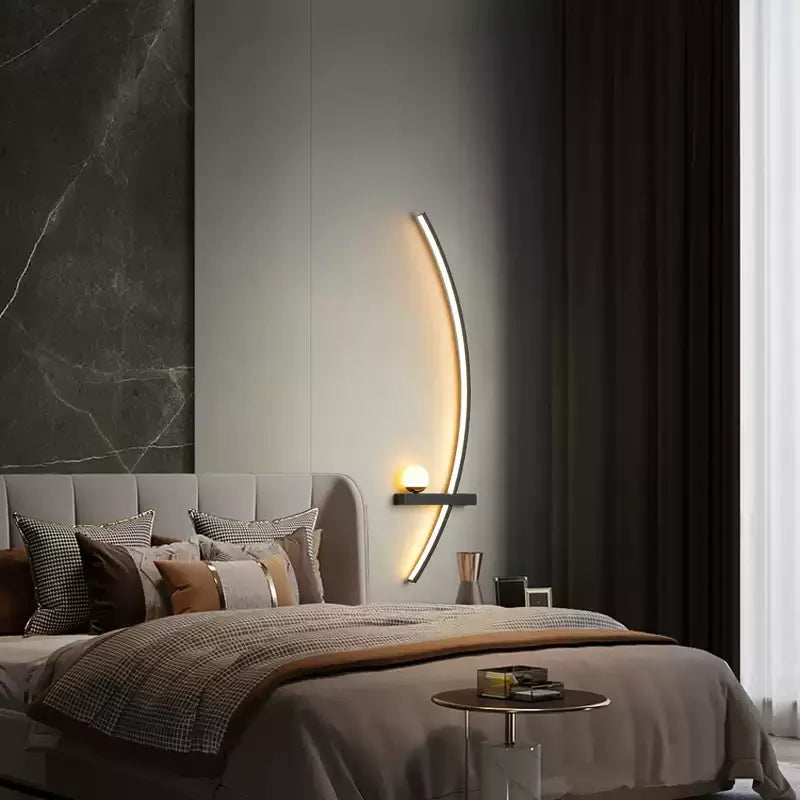 Curved LED Sconce Aluminum Arc Light for Bedroom Hallway Living Room Modern Accent Lighting Fixture Black Gold Finish Wall Mount Indoor Illu