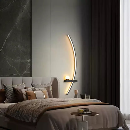 Curved LED Sconce Aluminum Arc Light for Bedroom Hallway Living Room Modern Accent Lighting Fixture Black Gold Finish Wall Mount Indoor Illu