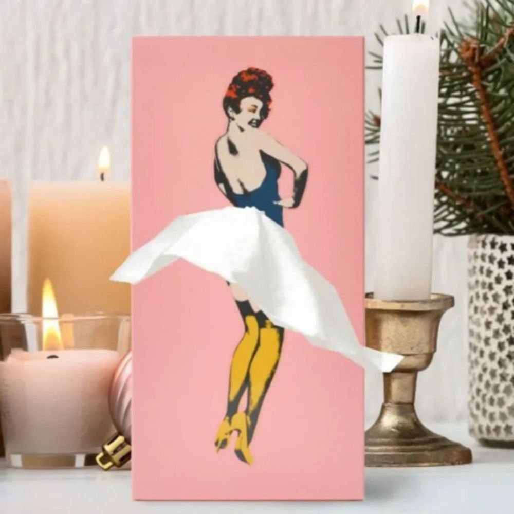 Novelty Figurine Tissue Holder with Flowing Dress Design for Countertops, Desks & Vanities – Decorative Facial Tissue Dispenser Statue