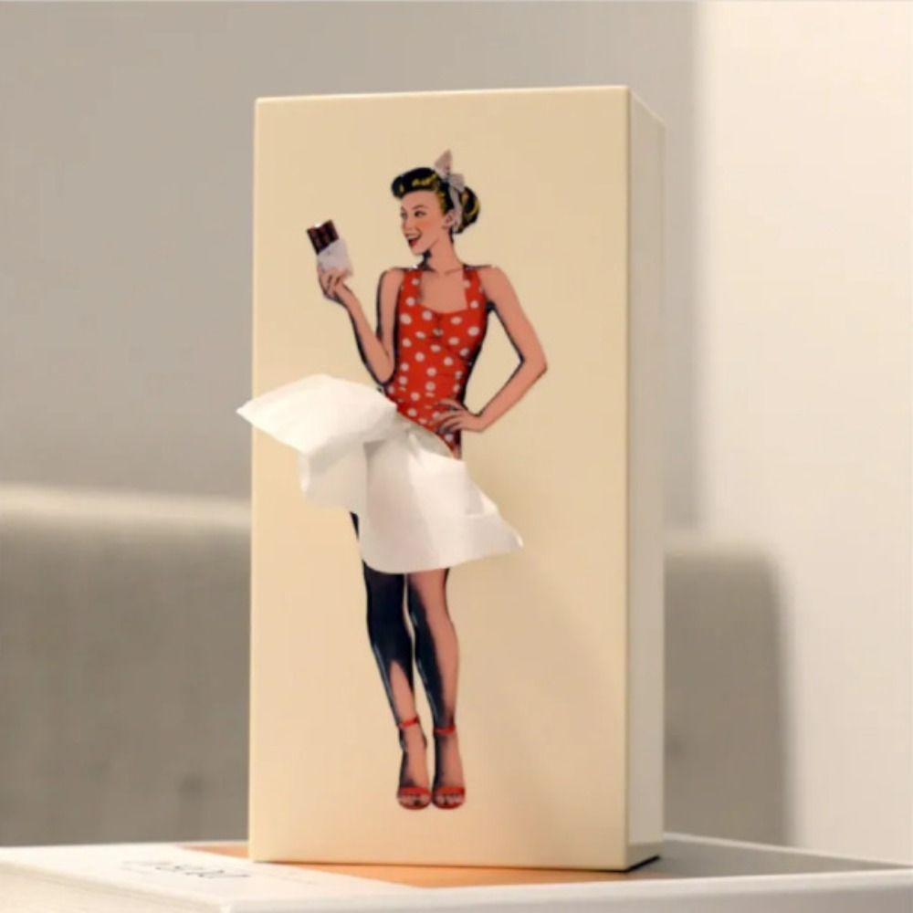 Novelty Figurine Tissue Holder with Flowing Dress Design for Countertops, Desks & Vanities – Decorative Facial Tissue Dispenser Statue