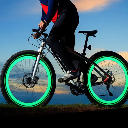 Vibration-Sensing Tire Valve Cap Lights for Bikes & Motorcycles – Auto-On LED Wheel Markers in Red, Blue, Yellow, Green for Nighttime