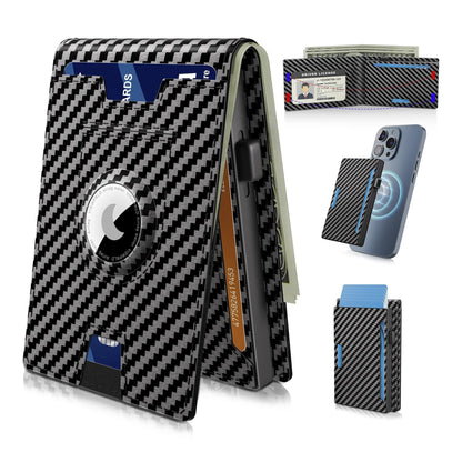 Compact RFID-Blocking Wallet with Pop-Up Card Holder & Money Clip for Men & Women – Slim Aluminum & Leather Bifold Design