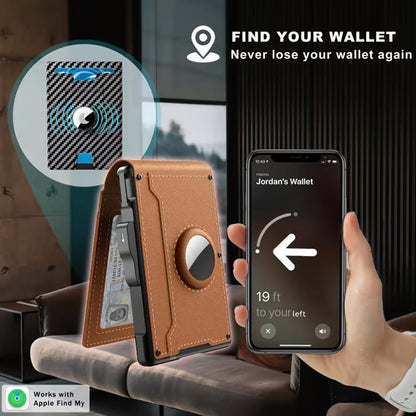 Compact RFID-Blocking Wallet with Pop-Up Card Holder & Money Clip for Men & Women – Slim Aluminum & Leather Bifold Design