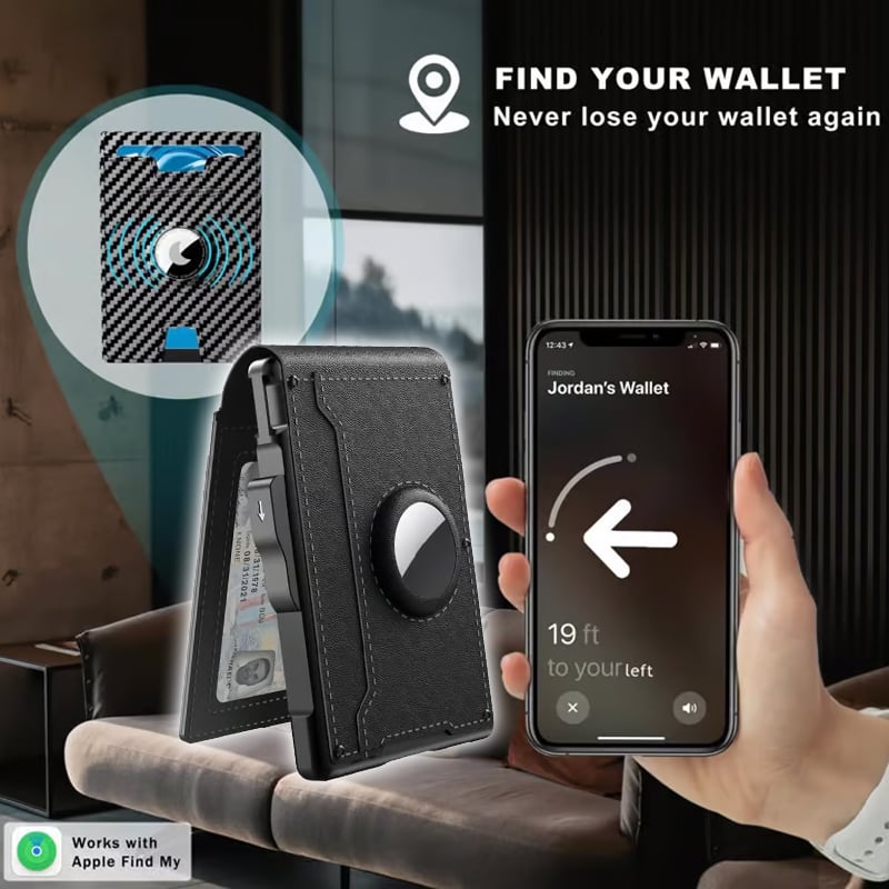 Compact RFID-Blocking Wallet with Pop-Up Card Holder & Money Clip for Men & Women – Slim Aluminum & Leather Bifold Design