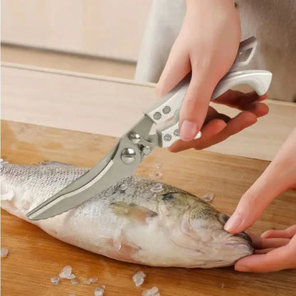 Heavy-Duty Kitchen Shears with Fish Scaler & Safety Lock – Ultra-Sharp Stainless Steel Poultry Scissors for Meat, Chicken, Vegetables &