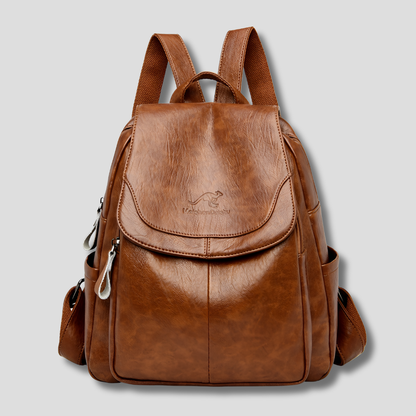 Textured Leather Anti-Theft Backpack for Women – Secure Everyday Carryall with Multiple Compartments