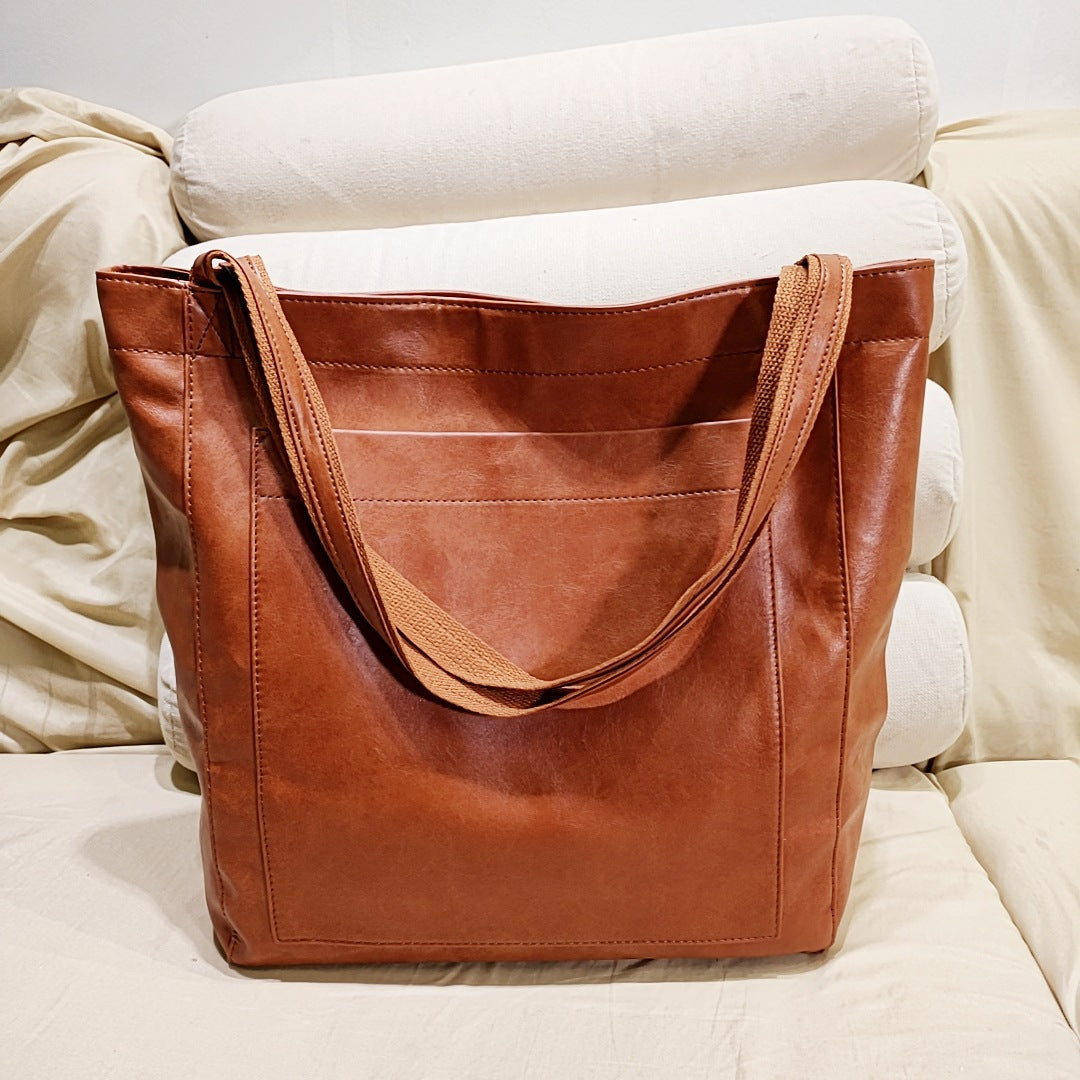 Structured Genuine Leather Tote (Detachable Strap)