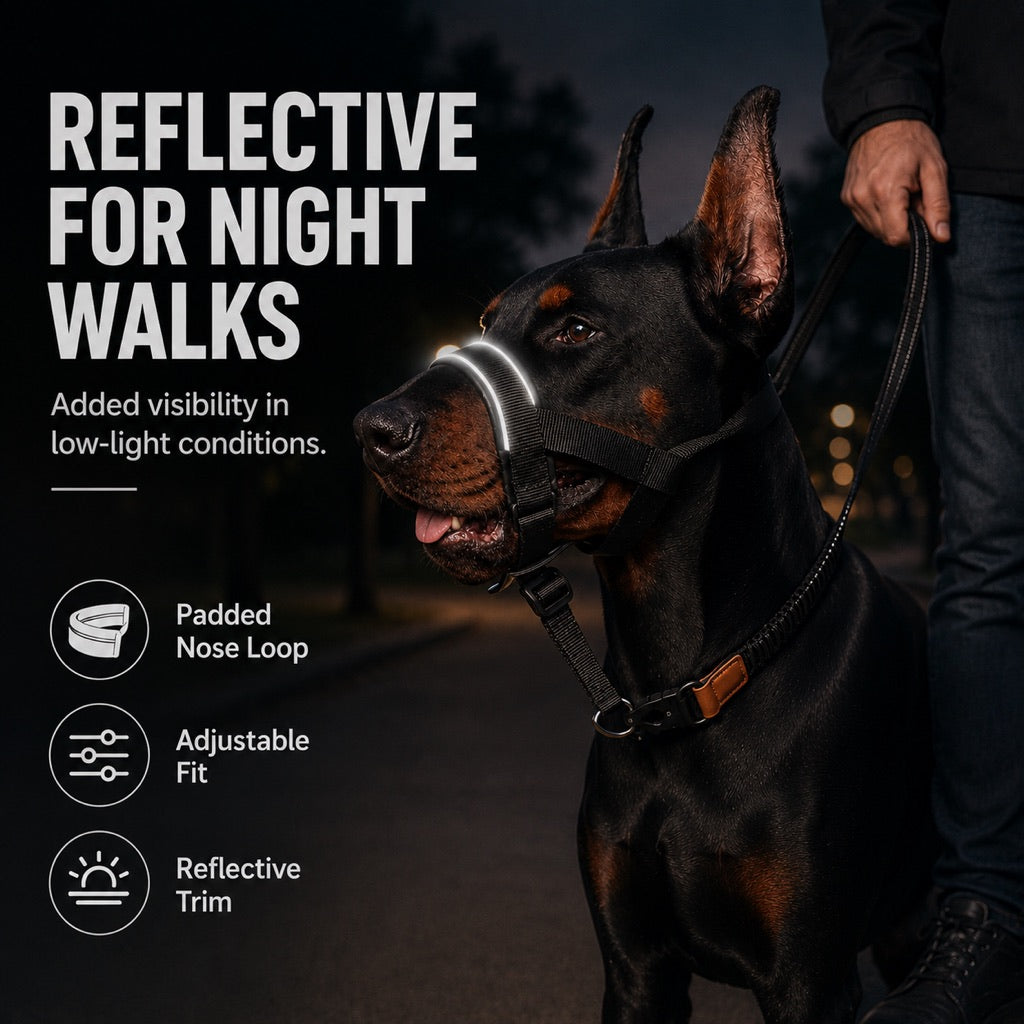 Ortekor No-Pull Dog Head Halter for Daily Walks - Adjustable Padded Training Muzzle to Help Reduce Pulling