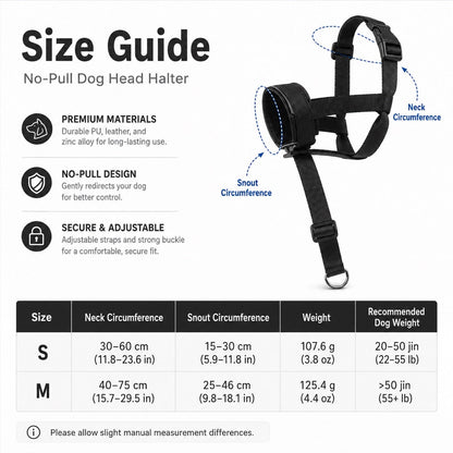 Ortekor No-Pull Dog Head Halter for Daily Walks - Adjustable Padded Training Muzzle to Help Reduce Pulling
