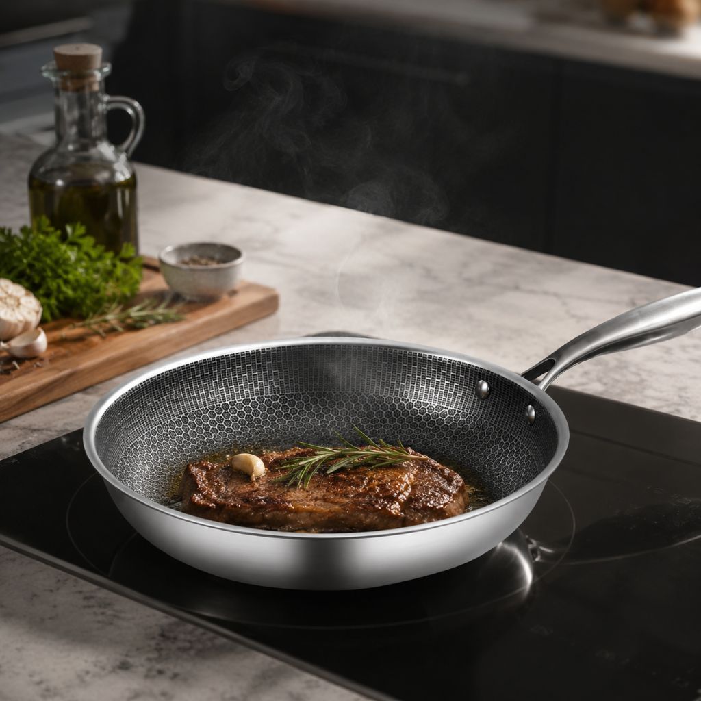 12-Inch Honeycomb Textured Skillet with Cool-Touch Handle for Induction Gas Electric Stovetops