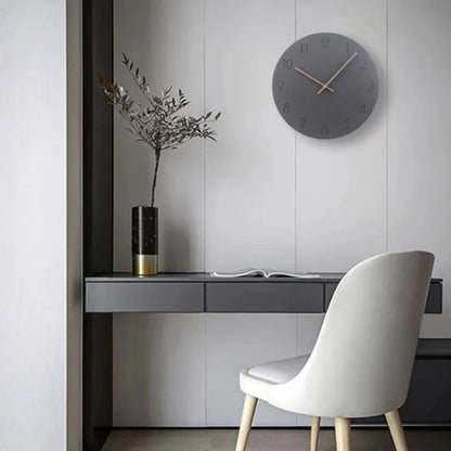 Silent Wall Clock 11.4 in Round Wood Frame Modern Home Décor for Bedroom Living Room Office Minimalist Timepiece