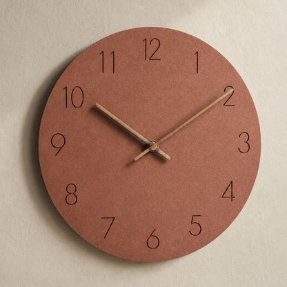 Silent Wall Clock 11.4 in Round Wood Frame Modern Home Décor for Bedroom Living Room Office Minimalist Timepiece