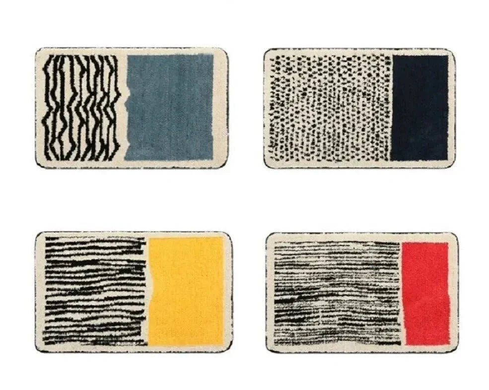 Abstract Modern Bathroom Rug with Non-Slip Backing – Soft Polyester & Acrylic Mat for Contemporary Bath Decor – Machine Washable Floor Mat