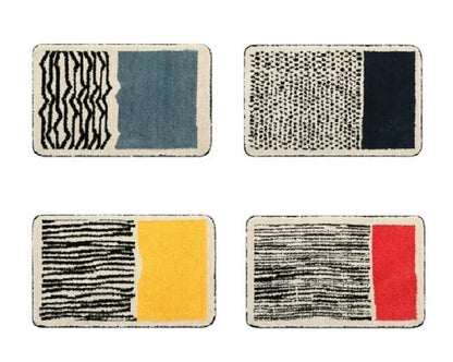 Abstract Modern Bathroom Rug with Non-Slip Backing – Soft Polyester & Acrylic Mat for Contemporary Bath Decor – Machine Washable Floor Mat