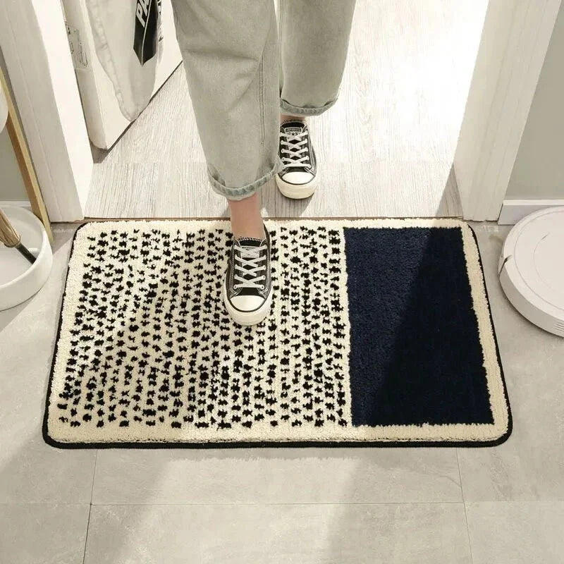 Abstract Modern Bathroom Rug with Non-Slip Backing – Soft Polyester & Acrylic Mat for Contemporary Bath Decor – Machine Washable Floor Mat