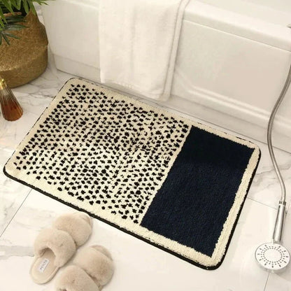 Abstract Modern Bathroom Rug with Non-Slip Backing – Soft Polyester & Acrylic Mat for Contemporary Bath Decor – Machine Washable Floor Mat