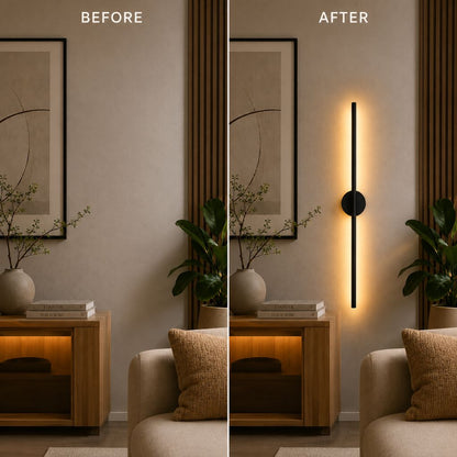 Elongated LED Wall Light Strip Black Aluminum Hardwired Sconce for Bedroom Living Room TV Accent Modern Minimalist