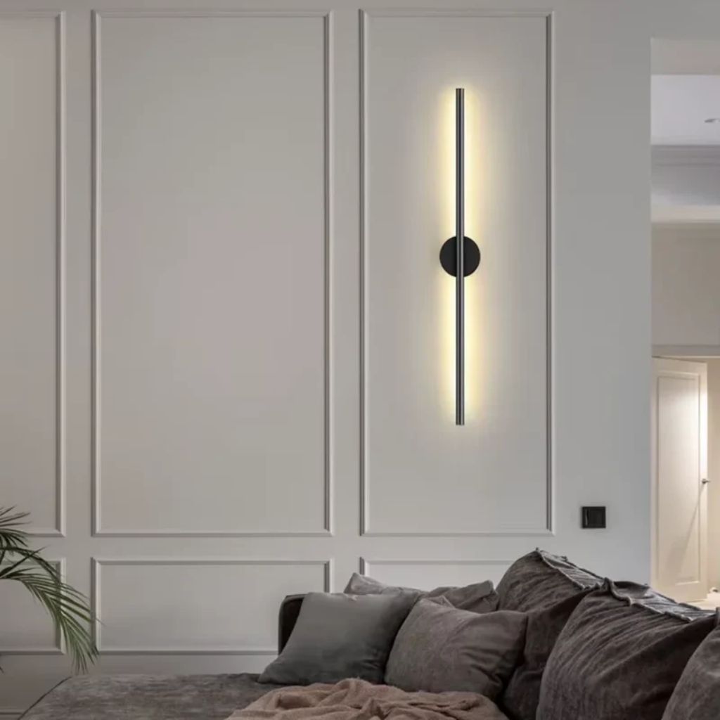 Elongated LED Wall Light Strip Black Aluminum Hardwired Sconce for Bedroom Living Room TV Accent Modern Minimalist