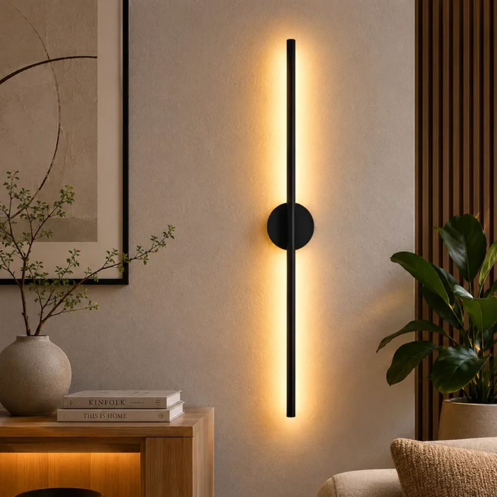 Elongated LED Wall Light Strip Black Aluminum Hardwired Sconce for Bedroom Living Room TV Accent Modern Minimalist