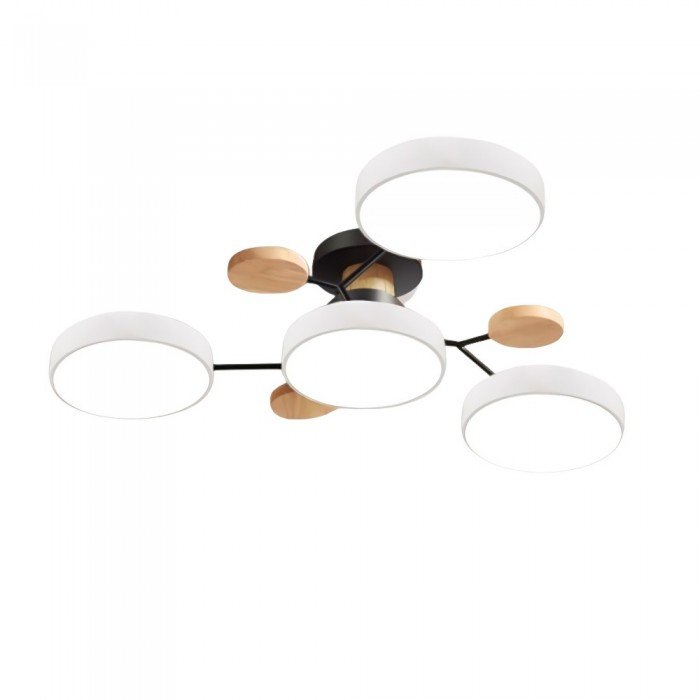 Branched Disc LED Ceiling Light with Wood Accents – Modern Scandinavian Design for Living Room, Bedroom & Dining
