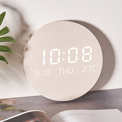 Digital Wall Clock Round Minimalist Display Scandinavian Home Decor Battery Operated Time Piece for Living Room Bedroom Office Modern