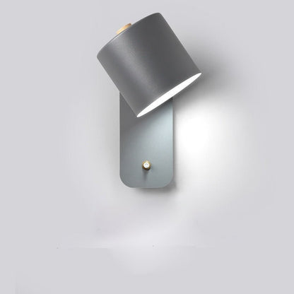 Adjustable Wall Light with Rotating Shade & Integrated Switch – Wood & Metal Fixture for Bedroom, Hallway, Reading
