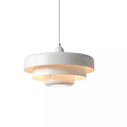 Layered Metal Ceiling Fixture 14-Inch Diameter Adjustable Cord Iron Shade for Kitchen Island Dining Table Home Office Retro Geometric Overhe