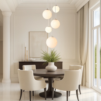 Cascading Glass Globe Pendant Light – 5-Tier Chandelier for Stairwell & High Ceiling | Modern Sphere LED Fixture