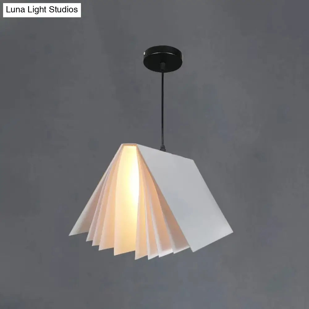 Book-Shaped Ceiling Pendant Light, LED Compatible Hanging Fixture for Kitchen Island, Dining Room and Bedroom, Plastic Shade with Round