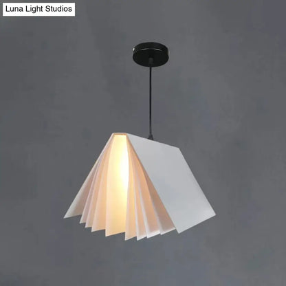 Book-Shaped Ceiling Pendant Light, LED Compatible Hanging Fixture for Kitchen Island, Dining Room and Bedroom, Plastic Shade with Round