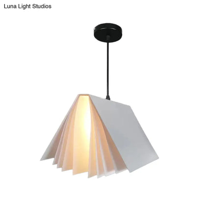 Book-Shaped Ceiling Pendant Light, LED Compatible Hanging Fixture for Kitchen Island, Dining Room and Bedroom, Plastic Shade with Round