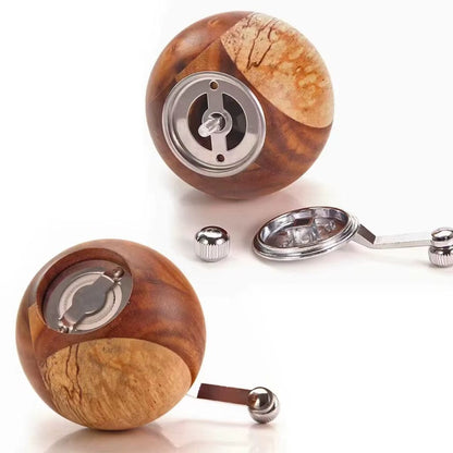 Wood Salt & Pepper Grinder Set with Stand Hand-Crank Mills for Kitchen Table Dining Countertop Seasoning Display