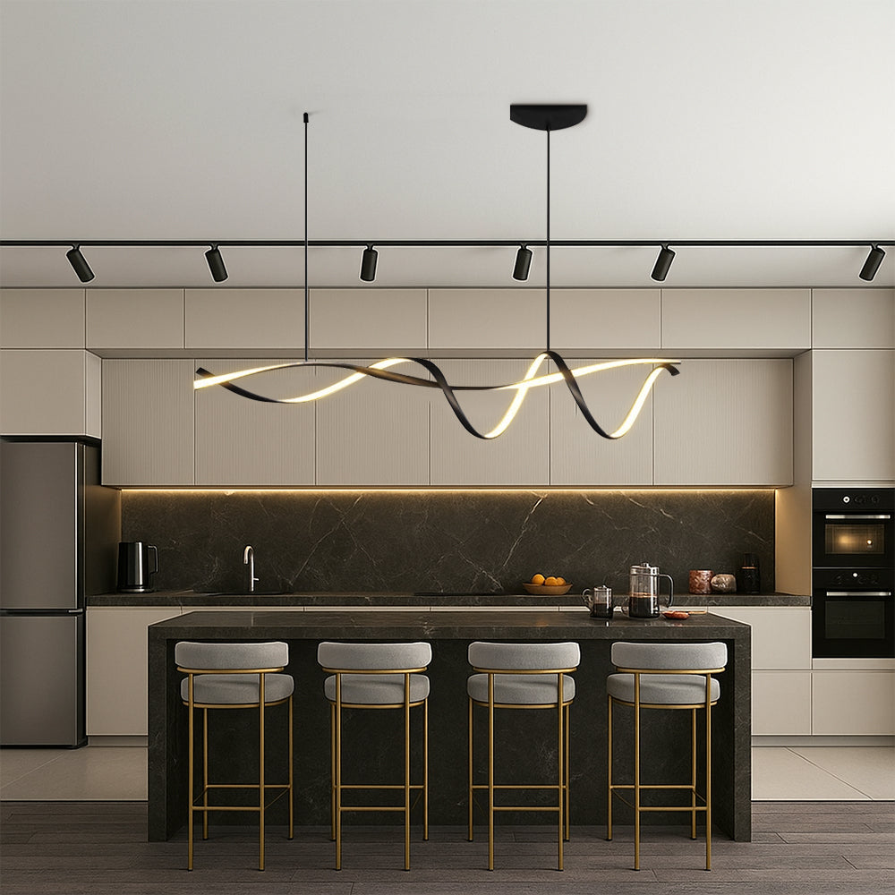 Linear Pendant Light for Kitchen Island and Dining – Adjustable Modern Fixture with E27 Socket – Sleek Metal Design for Contemporary