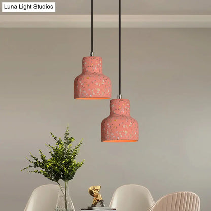 Terrazzo Cement Pendant Light with Adjustable Cord, Single Bulb Fixture for Kitchen Island, Entryway & Dining Room, Modern Industrial