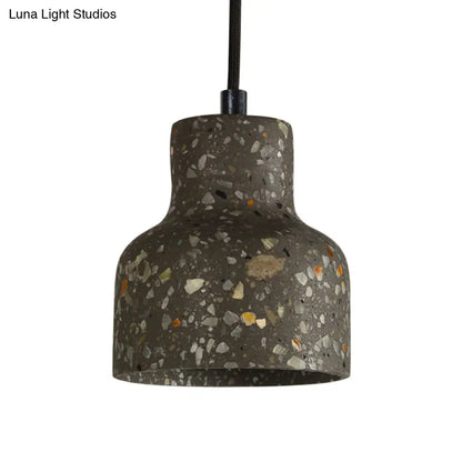 Terrazzo Cement Pendant Light with Adjustable Cord, Single Bulb Fixture for Kitchen Island, Entryway & Dining Room, Modern Industrial